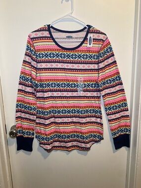 Old Navy Striped Fair Isle Pajama - Pink, Navy, Yellow